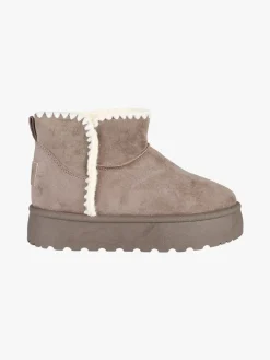 M.N.G. Collection Stivaletti donna scamosciati con platform e fodera in ecopelliccia - taupe