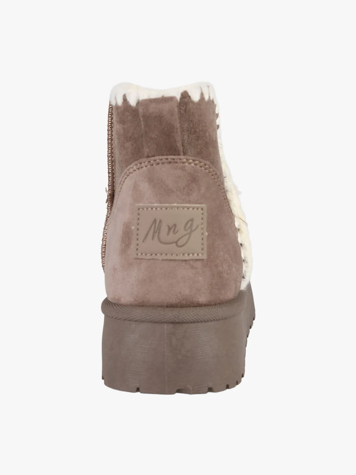 M.N.G. Collection Stivaletti donna scamosciati con platform e fodera in ecopelliccia - taupe