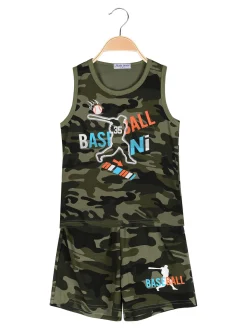 Moda Junior Completo corto militare da ragazzo con canotta e bermuda