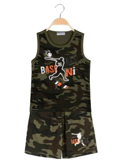 Moda Junior Completo corto militare da ragazzo con canotta e bermuda