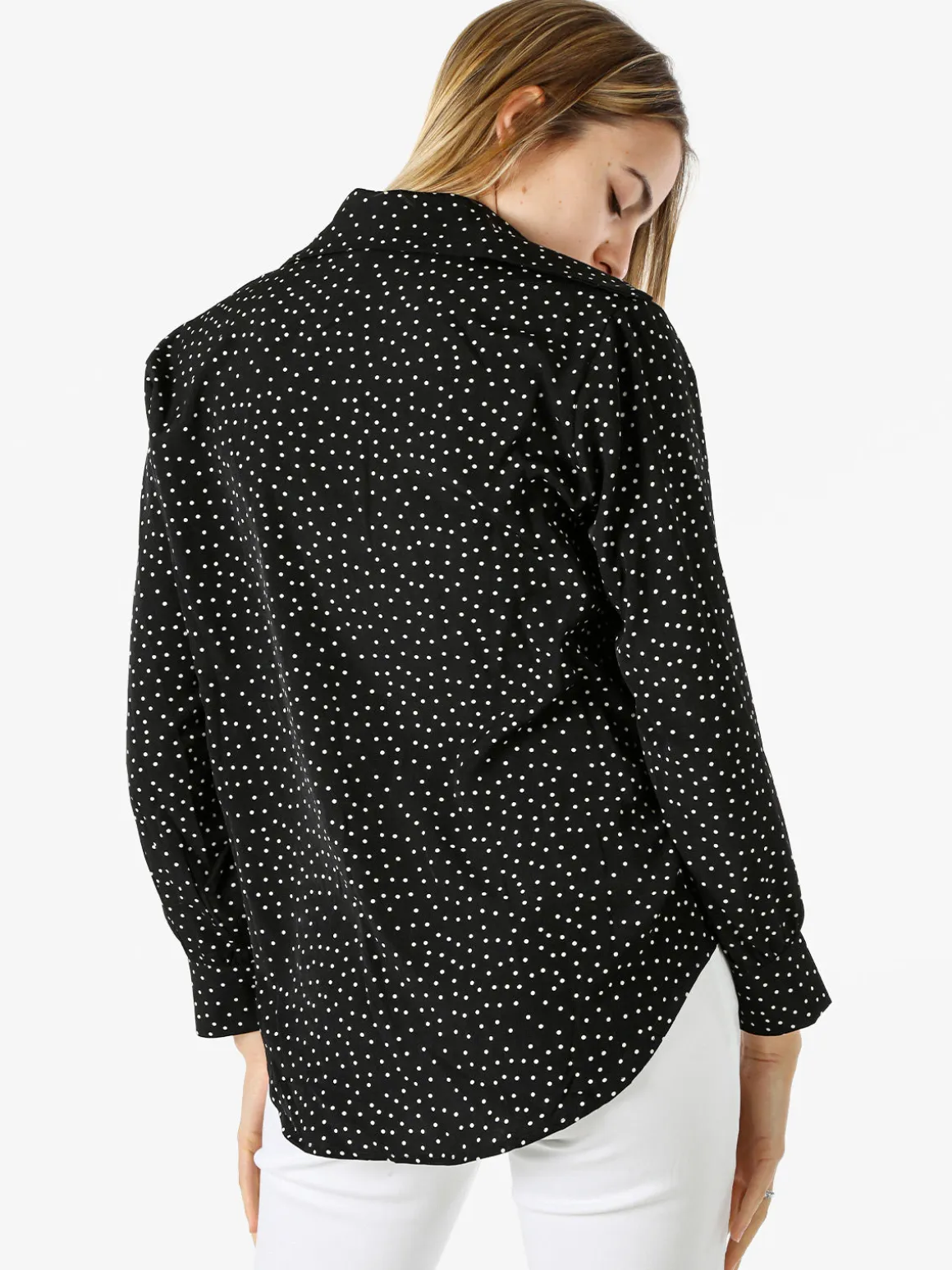 Monique Camicia donna a maniche lunghe con stampa a pois - nero