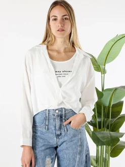 Monique Camicia donna a maniche lunghe con stampa a pois - marrone