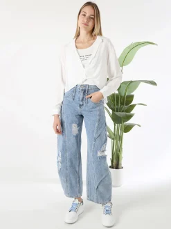 Monique Camicia donna a maniche lunghe con top in coordinato - bianco