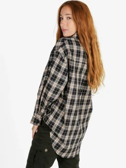 Monique Camicia donna oversize a quadri con taschino - blu scuro