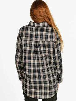 Monique Camicia donna oversize a quadri con taschino - blu scuro