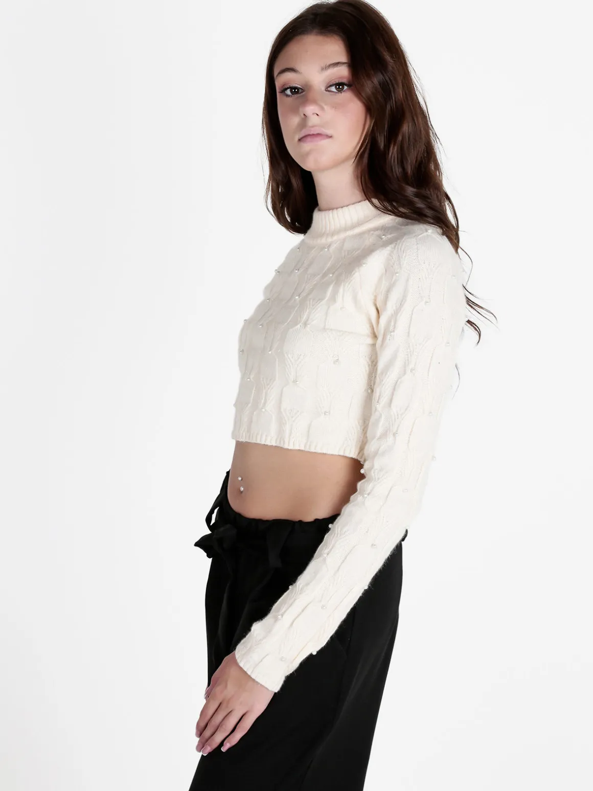 Monique Maglione cropped da donna con perle