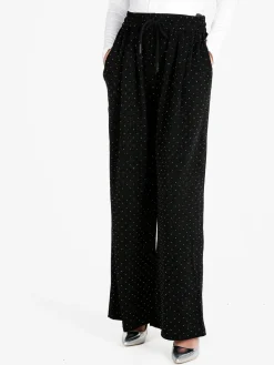 Monique Pantaloni eleganti da donna a gamba larga con strass