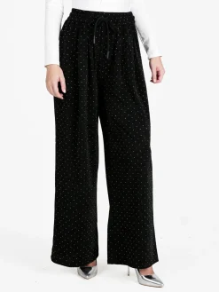 Monique Pantaloni eleganti da donna a gamba larga con strass