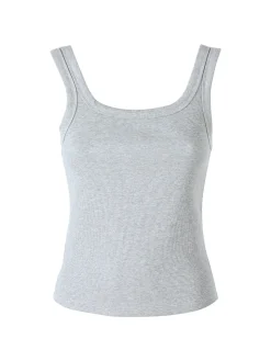 Monique Top donna girocollo a costine - grigio