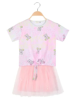 Mono Star Completo da bambina gonna in tulle + t-shirt