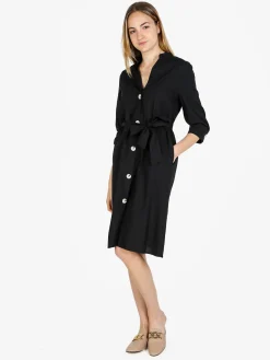 Monte Cervino Abito a camicia da donna in misto lino con maniche a 3/4