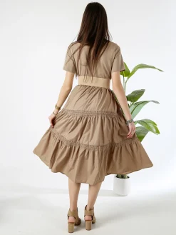 Monte Cervino Abito donna in cotone a maniche corte - khaki
