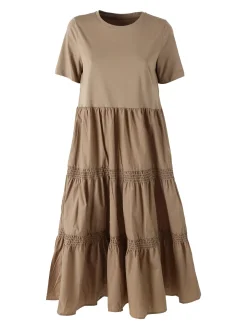 Monte Cervino Abito donna in cotone a maniche corte - khaki