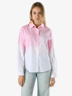 Monte Cervino Camicia donna a maniche lunghe sfumata con strass - rosa