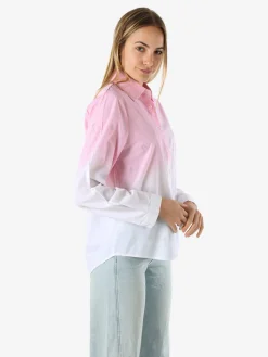 Monte Cervino Camicia donna a maniche lunghe sfumata con strass - rosa