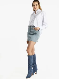 Monte Cervino Camicia donna a maniche lunghe con strass colorati