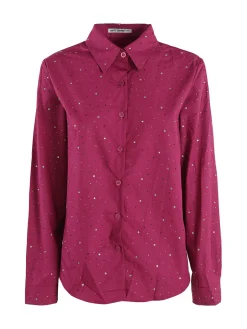 Monte Cervino Camicia donna a maniche lunghe con strass colorati