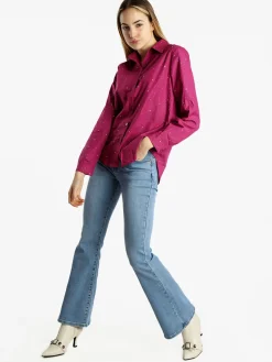 Monte Cervino Camicia donna a maniche lunghe con strass colorati