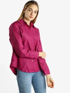 Monte Cervino Camicia donna a maniche lunghe con strass colorati