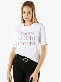 Monte Cervino T-shirt da donna in cotone con ricami - fango
