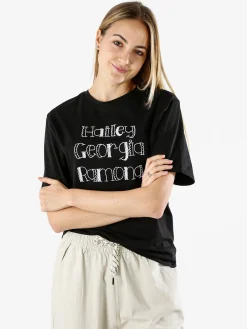 Monte Cervino T-shirt da donna in cotone con ricami - nero