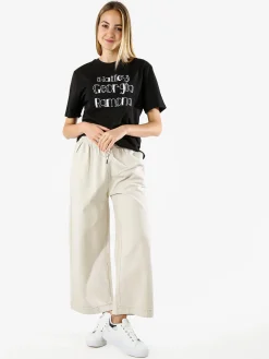 Monte Cervino T-shirt da donna in cotone con ricami - nero