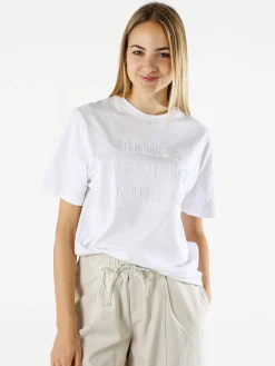 Monte Cervino T-shirt da donna in cotone con ricami - bianco