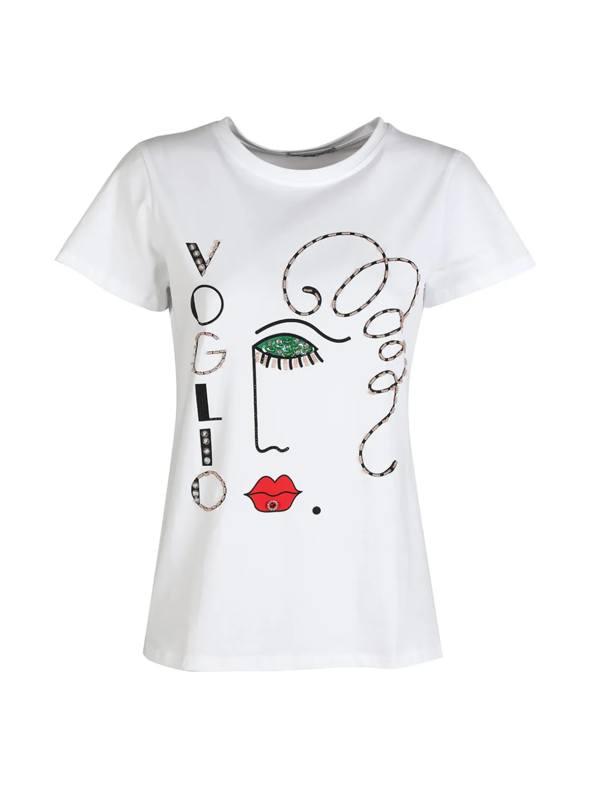 Monte Cervino T-shirt da donna decorata con perline e strass