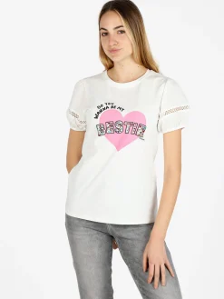 Monte Cervino T-shirt donna con stampa cuore e pietre colorate