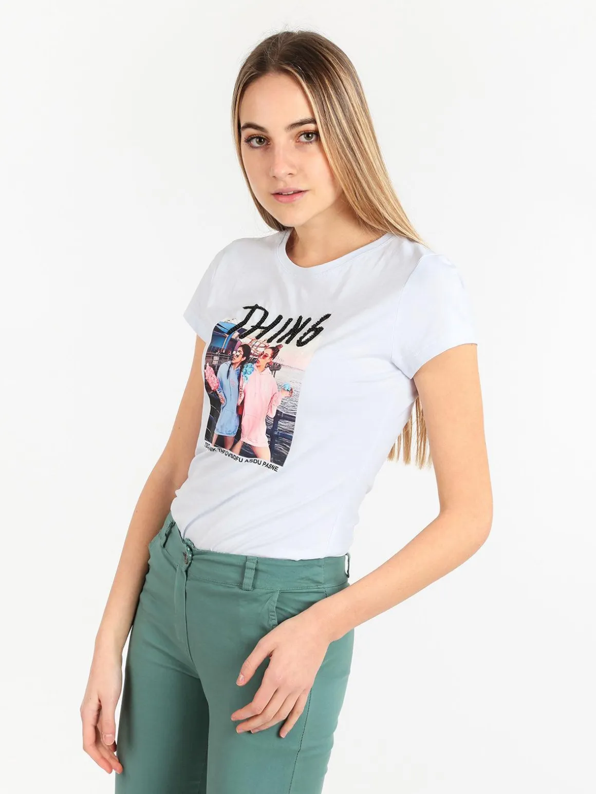 Monte Cervino T-shirt donna con disegno e perline
