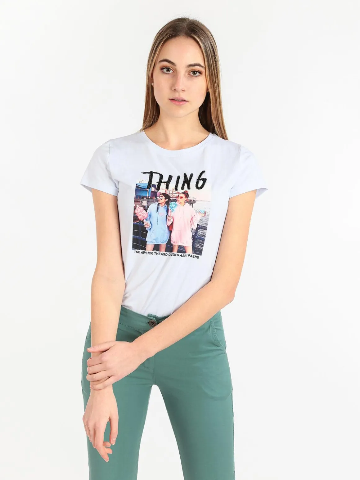 Monte Cervino T-shirt donna con disegno e perline
