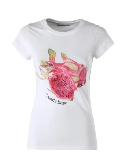 Monte Cervino T-shirt donna in cotone con stampa e strass - cotone
