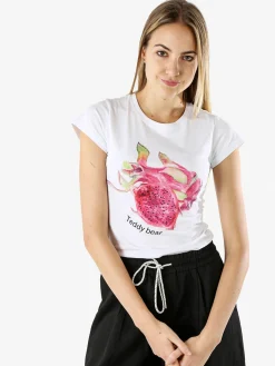 Monte Cervino T-shirt donna in cotone con stampa e strass - cotone