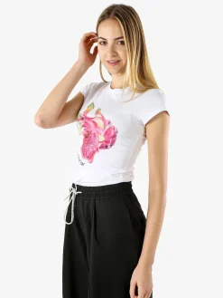 Monte Cervino T-shirt donna in cotone con stampa e strass - cotone