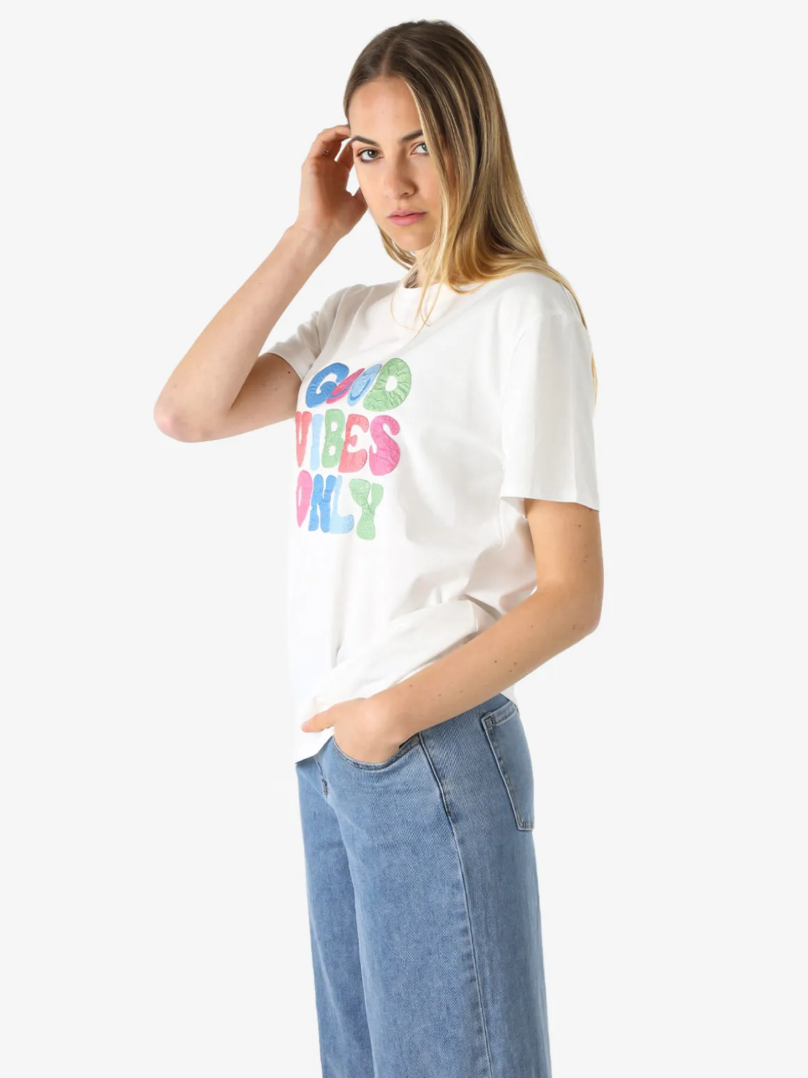 Monte Cervino T-shirt donna in cotone con stampa colorate - blu