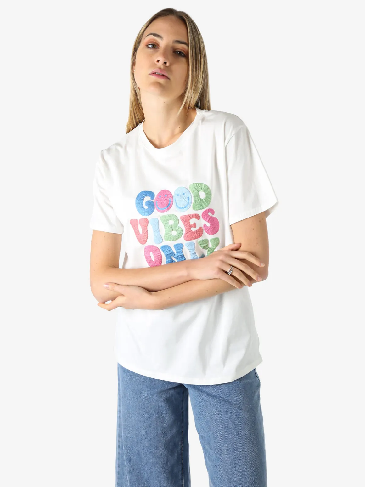 Monte Cervino T-shirt donna in cotone con stampa colorate - blu