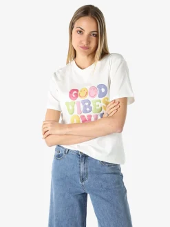 Monte Cervino T-shirt donna in cotone con stampa colorate - rosa
