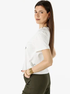 Monte Cervino T-shirt donna in cotone con stampa e strass - giallo