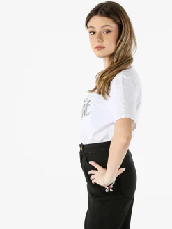 Monte Cervino T-shirt donna in cotone con stampa - giallo