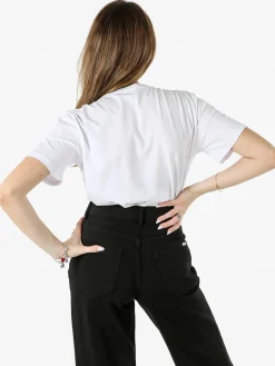 Monte Cervino T-shirt donna in cotone con perle e strass - bianco