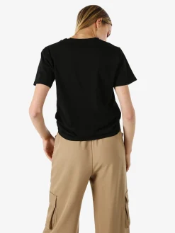 Monte Cervino T-shirt donna in cotone con stampa e strass - nero