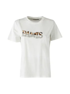 Monte Cervino T-shirt donna in cotone con stampa e strass - bianco