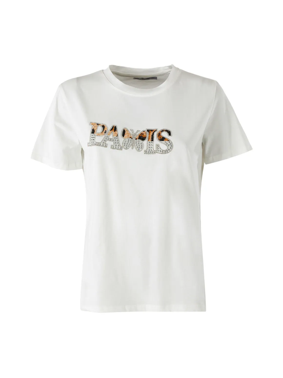 Monte Cervino T-shirt donna in cotone con stampa e strass - bianco