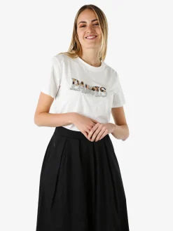 Monte Cervino T-shirt donna in cotone con stampa e strass - bianco