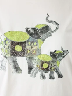 Monte Cervino T-shirt donna in cotone con stampa e strass - verde