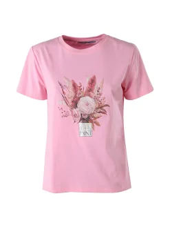 Monte Cervino T-shirt donna in cotone con stampa - rosa