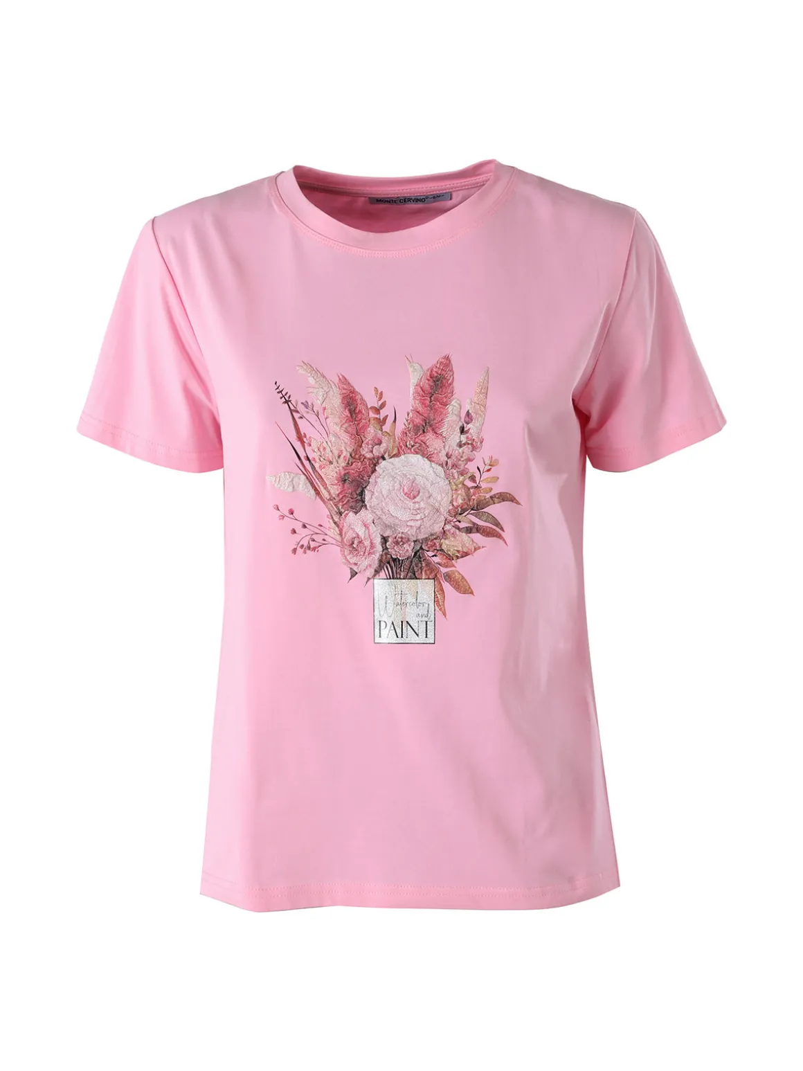 Monte Cervino T-shirt donna in cotone con stampa - rosa