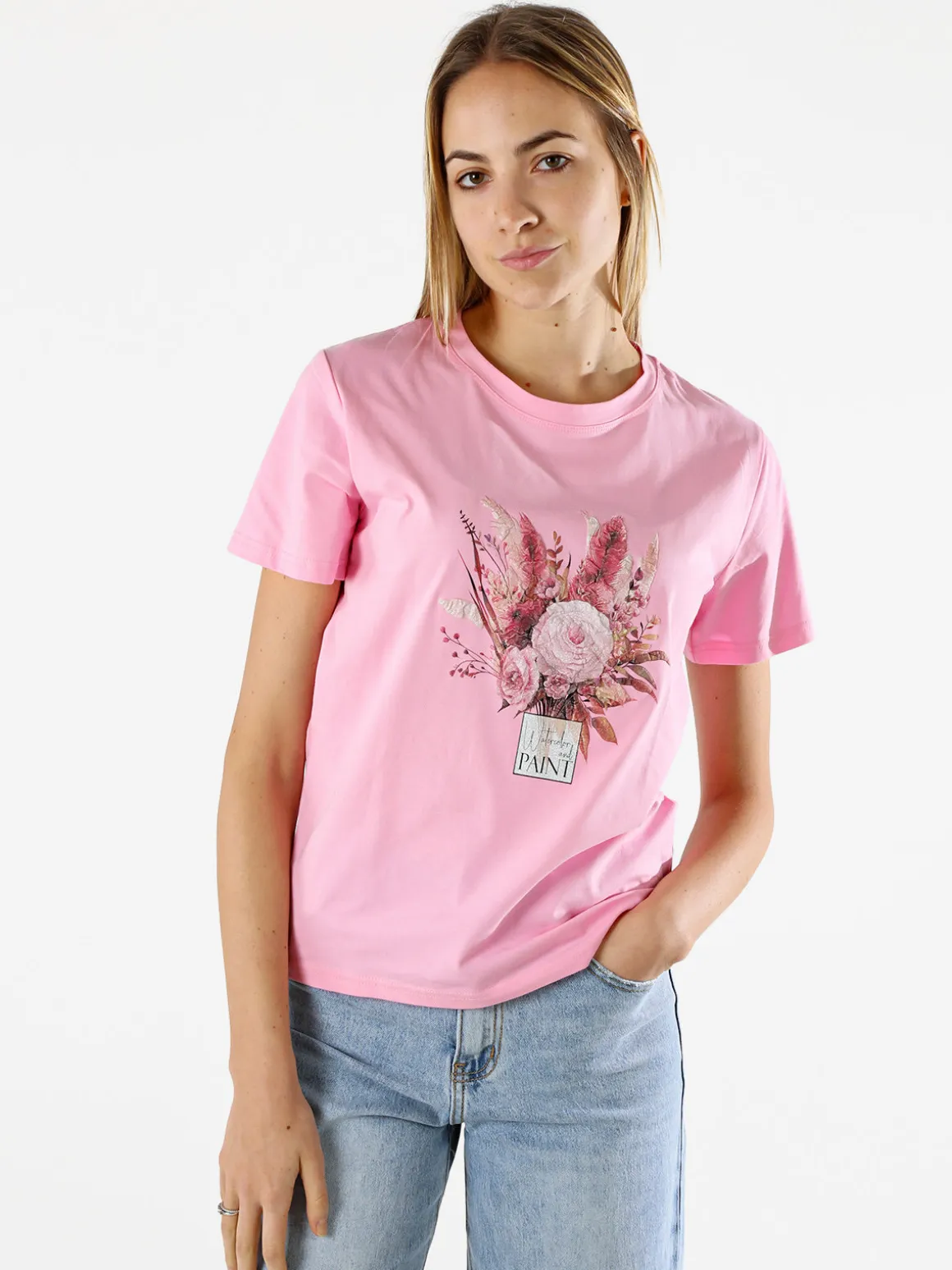 Monte Cervino T-shirt donna in cotone con stampa - rosa