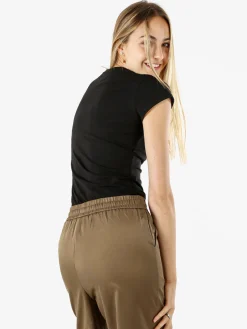 Monte Cervino T-shirt donna in cotone con stampa e strass - nero