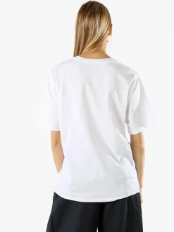 Monte Cervino T-shirt donna in cotone oversize con ricami e strass - rosa